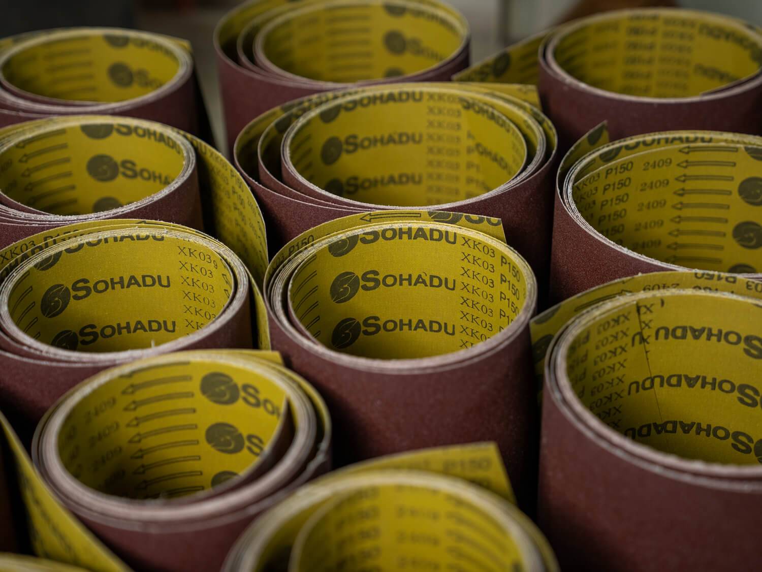 Rolled sandpaper sheets